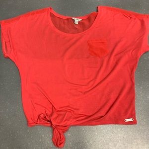 Pink Guess knot t-shirt with half a sheer back XS